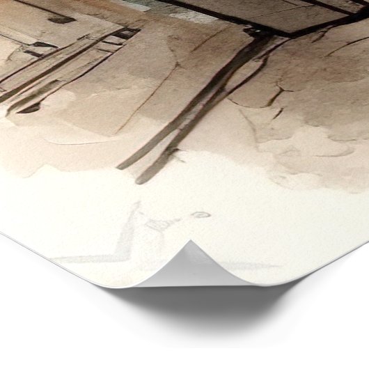 Straten van het Poster van de Waterverf van Parijs (Hoek)