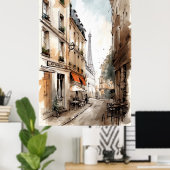 Straten van het Poster van de Waterverf van Parijs (Thuiskantoor)