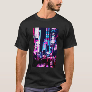 Straten van Tokio Japan Nachtscène met Lichten Vap T-shirt