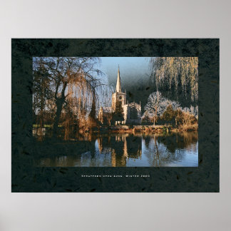 Stratford Church aan de overkant van de Avon. Poster