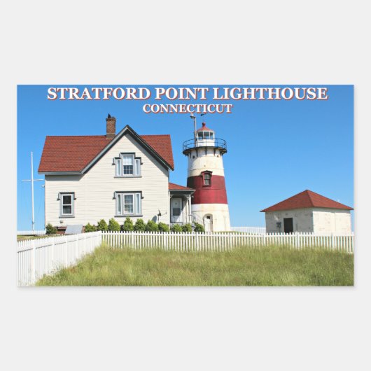 Stratford Point Lighthouse, Connecticut Rechthoekige Sticker (Voorkant)