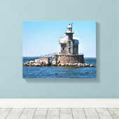 Stratford Shoal Lighthouse, Connecticut Canvas Afdruk (Insitu (Houten vloer))