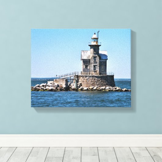 Stratford Shoal Lighthouse, Connecticut Canvas Afdruk (Insitu (Houten vloer))