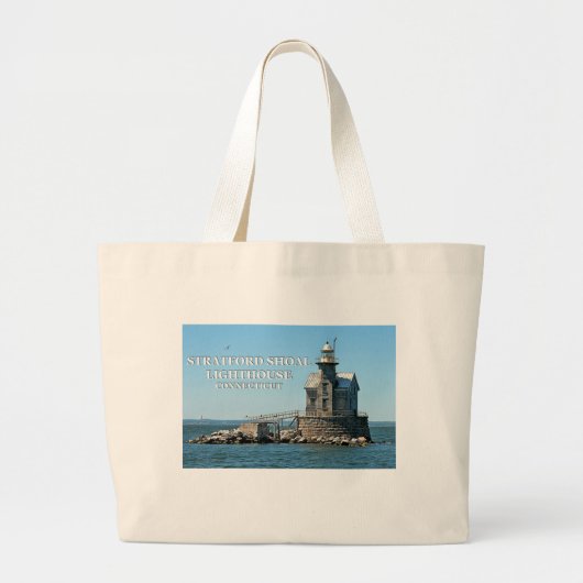 Stratford Shoal Lighthouse, Connecticut Grote Tote Bag (Voorkant)