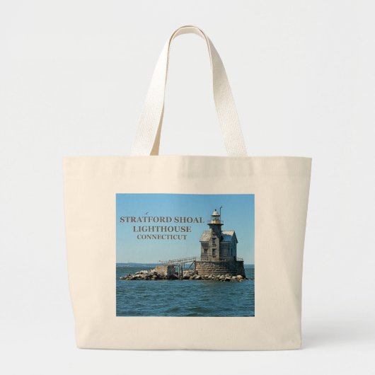 Stratford Shoal Lighthouse, Connecticut Grote Tote Bag (Voorkant)