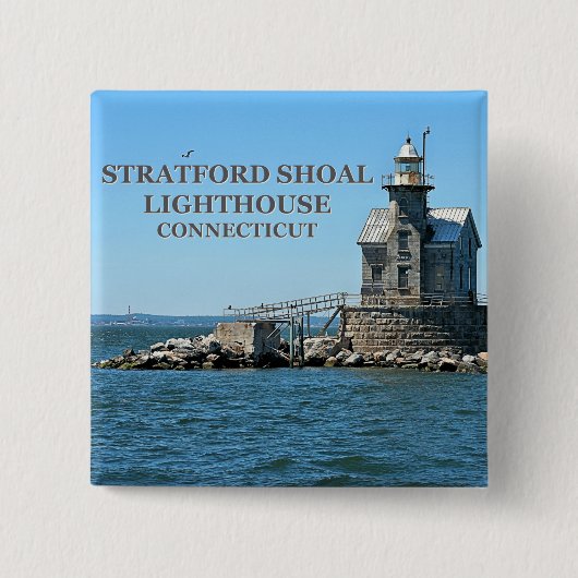 Stratford Shoal Lighthouse, Connecticut Vierkante Button 5,1 Cm (Voorkant)