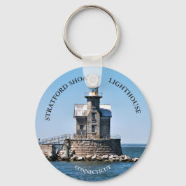 Stratford Shoal Lighthouse CT Round Keyring Sleutelhanger