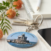 Stratford Shoal Lighthouse CT Round Keyring Sleutelhanger (Zijkant)