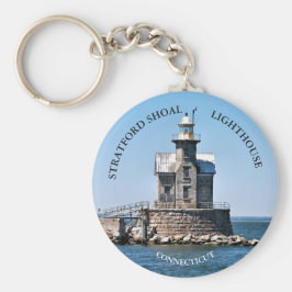 Stratford Shoal Lighthouse CT Round Keyring Sleutelhanger