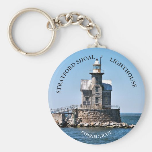Stratford Shoal Lighthouse CT Round Keyring Sleutelhanger (Voorkant)