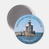 Stratford Shoal Lighthouse CT Round Magnet (Voorkant / Achterkant)
