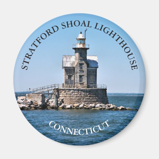Stratford Shoal Lighthouse CT Round Magnet (Voorkant)