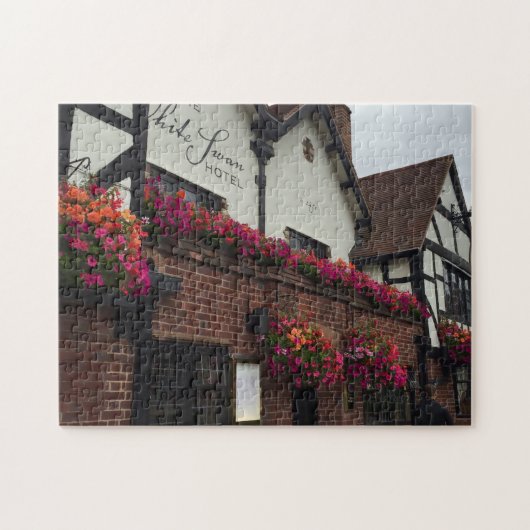 Stratford Upon Avon England UK Tudor Hotel Flowers Legpuzzel (Horizontaal)