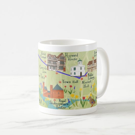 Stratford Upon Avon Shakespeare Illustrated Map Koffiemok (Voorkant rechts)
