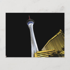 Stratosphere Las Vegas bij nachtelijke Briefkaarte Briefkaart