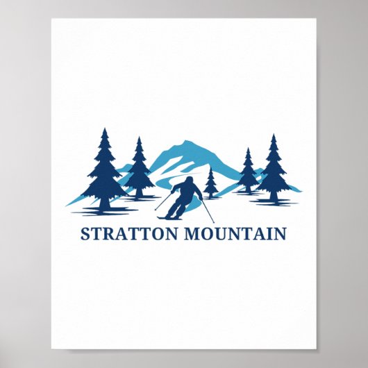 Stratton Mountain Vermont Skigebied Skiën Skiloper Poster (Voorkant)