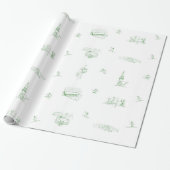 Stratton Toile cadeauverpakking - groen Cadeaupapier (Uitgerold)