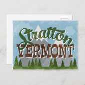 Stratton Vermont Fun Retro Snowy Mountains Briefkaart (Voorkant / Achterkant)