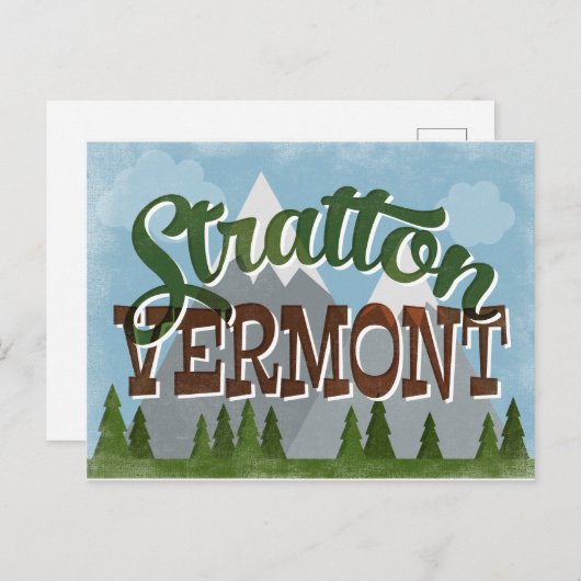 Stratton Vermont Fun Retro Snowy Mountains Briefkaart (Voorkant / Achterkant)