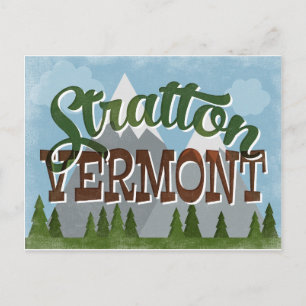Stratton Vermont Fun Retro Snowy Mountains Briefkaart