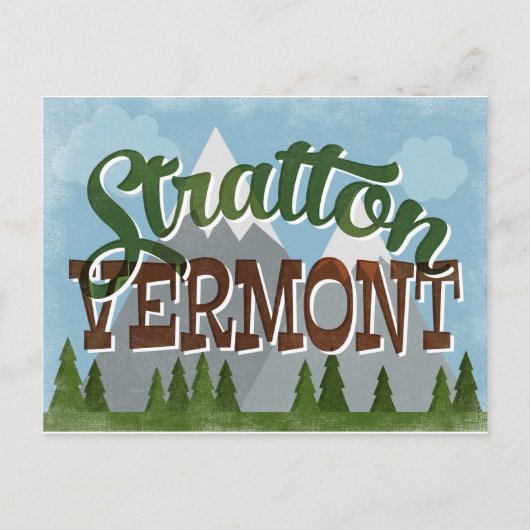 Stratton Vermont Fun Retro Snowy Mountains Briefkaart (Voorkant)