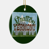 Stratton Vermont Fun Retro Snowy Mountains Keramisch Ornament (Rechts)