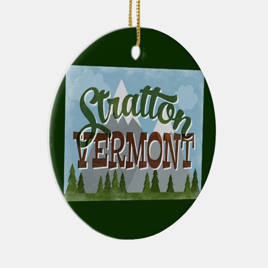 Stratton Vermont Fun Retro Snowy Mountains Keramisch Ornament (Rechts)