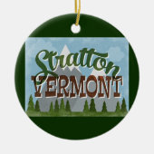 Stratton Vermont Fun Retro Snowy Mountains Keramisch Ornament (Voorkant)