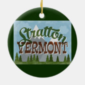Stratton Vermont Fun Retro Snowy Mountains Keramisch Ornament (Achterkant)