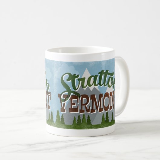Stratton Vermont Fun Retro Snowy Mountains Koffiemok (Voorkant rechts)