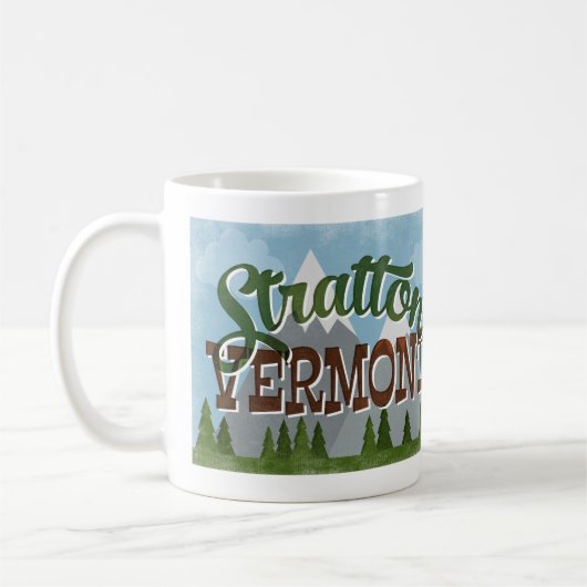 Stratton Vermont Fun Retro Snowy Mountains Koffiemok (Links)