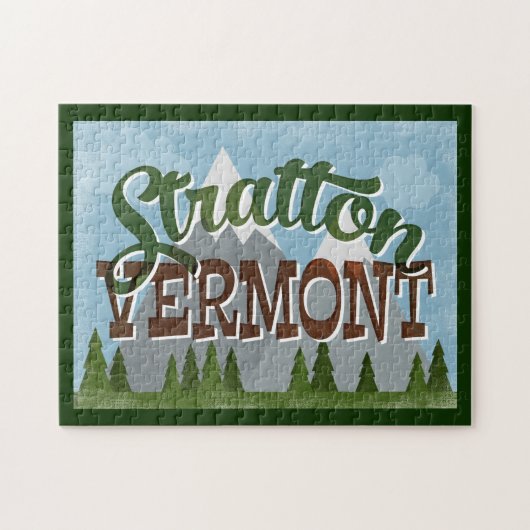 Stratton Vermont Fun Retro Snowy Mountains Legpuzzel (Horizontaal)