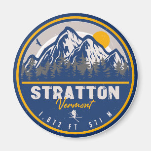 Stratton Vermont Retro Sunset Ski Souvenirs Magneet