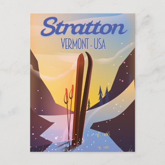 Stratton Vermont ski reisposter Briefkaart (Voorkant)