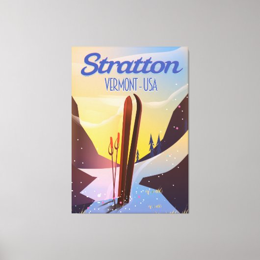 Stratton Vermont ski reisposter Canvas Afdruk (Voorkant)