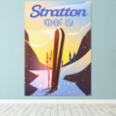 Stratton Vermont ski reisposter Canvas Afdruk (Insitu (Houten vloer))
