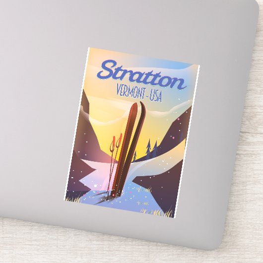 Stratton Vermont ski reisposter Sticker (Detail)