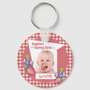 Straw - Berry eerste verjaardag Sleutelhanger