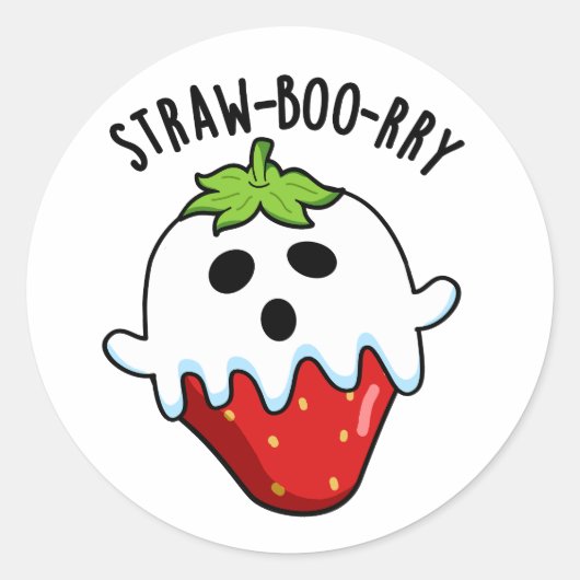 Straw-boo-ry Grappige Aardbei Pun Ronde Sticker (Voorkant)