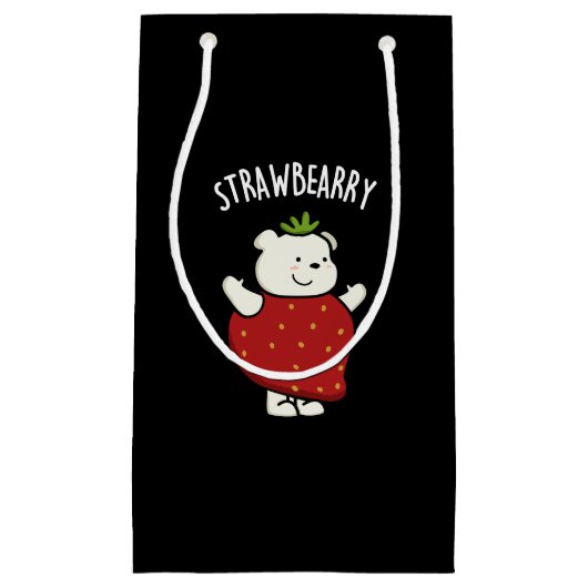 Strawbeary Funny Strawberry Beer Pun Dark BG Klein Cadeauzakje