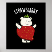 Strawbeary Funny Strawberry Beer Pun Dark BG Poster (Voorkant)
