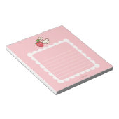 Strawbeary Pink Scallop Border Cute Bear Notepad Notitieblok (Schuin)