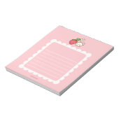Strawbeary Pink Scallop Border Cute Bear Notepad Notitieblok (Linkerzijde)