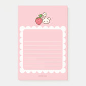 Strawbeary Pink Scallop Border Cute Bear Notepad Post-it® Notes (Voorkant)