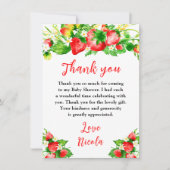 Strawberries and Daisies Baby Shower Bedankkaart (Voorkant)