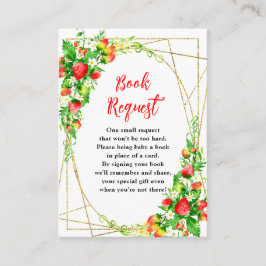 Strawberries and Daisies Baby Shower Book Request Informatiekaartje