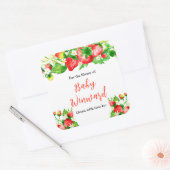 Strawberries and Daisies Baby Shower Bookplate Vierkante Sticker (Envelop)