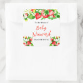 Strawberries and Daisies Baby Shower Bookplate Vierkante Sticker (Tas)
