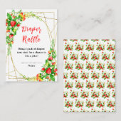 Strawberries and Daisies Baby Shower Diaper Raffle Informatiekaartje (Voorkant / Achterkant)