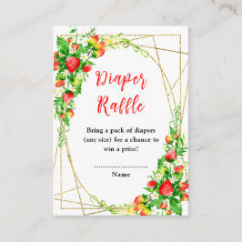 Strawberries and Daisies Baby Shower Diaper Raffle Informatiekaartje